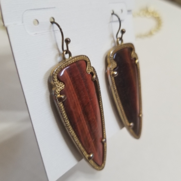 Rare Kendra Scott Tigers Eye Skylar Earrings - Picture 2 of 6